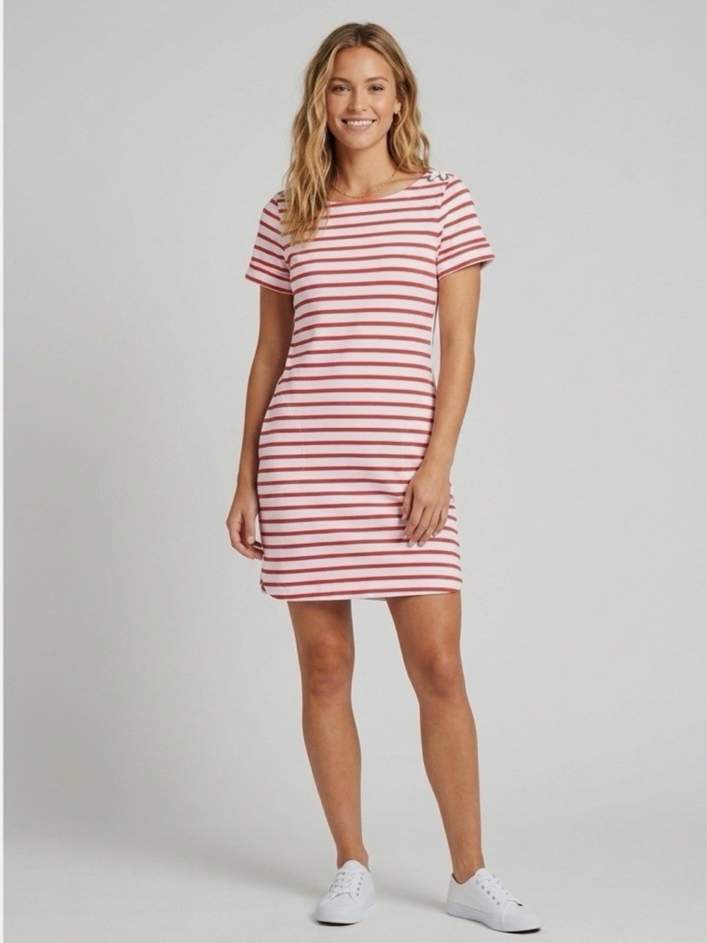 Tommy Bahama Red and White Stripe Short-Sleeve Mini Dress size large